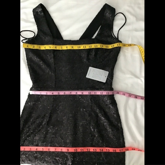 NWT $300 Dress the‎ Population Raven Sequin Gown Matte Black [SZ Medium ] - Picture 8 of 8